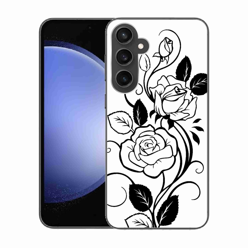 Zselés borítás mmCase Samsung Galaxy S23 FE készülékhez - fekete és fehér rózsa