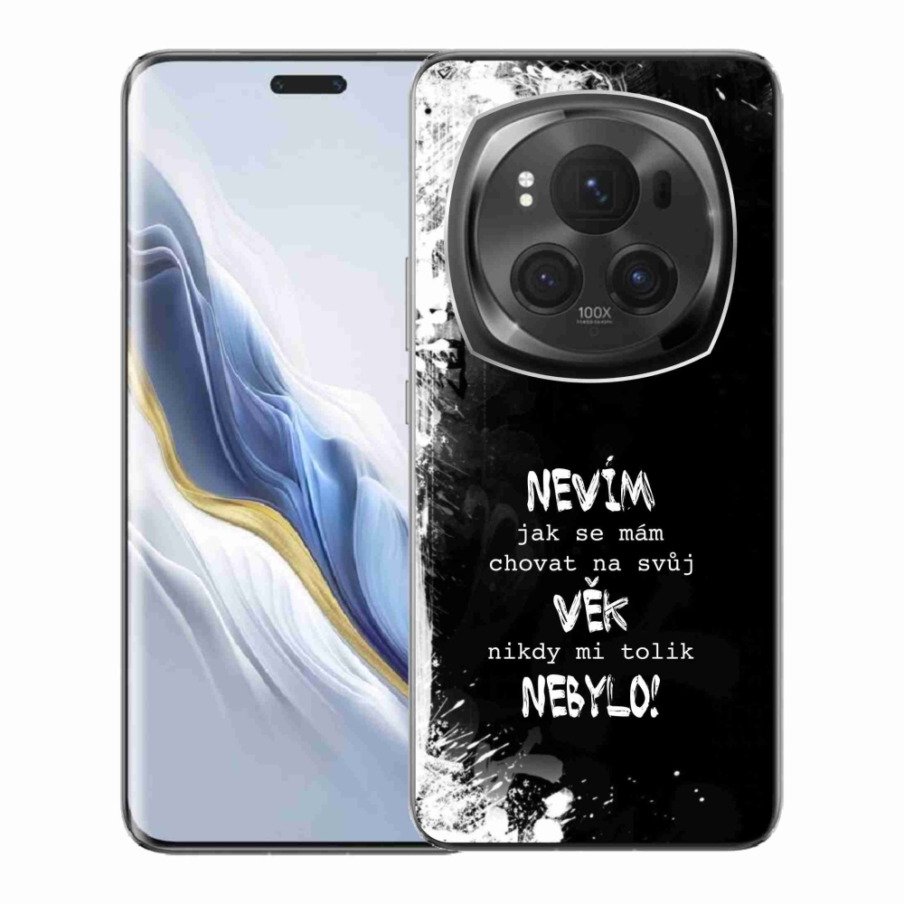 Gél borító mmCase a Honor Magic 6 Pro 5G készülékhez - vicces szöveg 14 fekete háttér