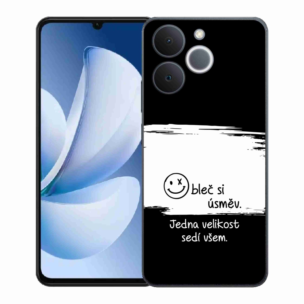 Gél borító mmCase a Realme Note 70T készülékhez - vicces szöveg 8 fekete-fehér háttérrel