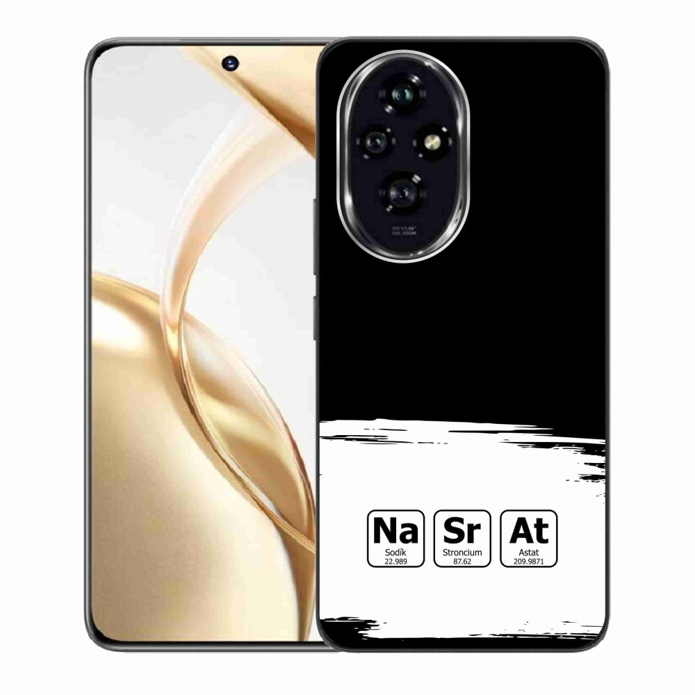 Zselés borító mmCase a Honor 200 5G készülékhez - kémiai elemek fehér és fekete háttérrel