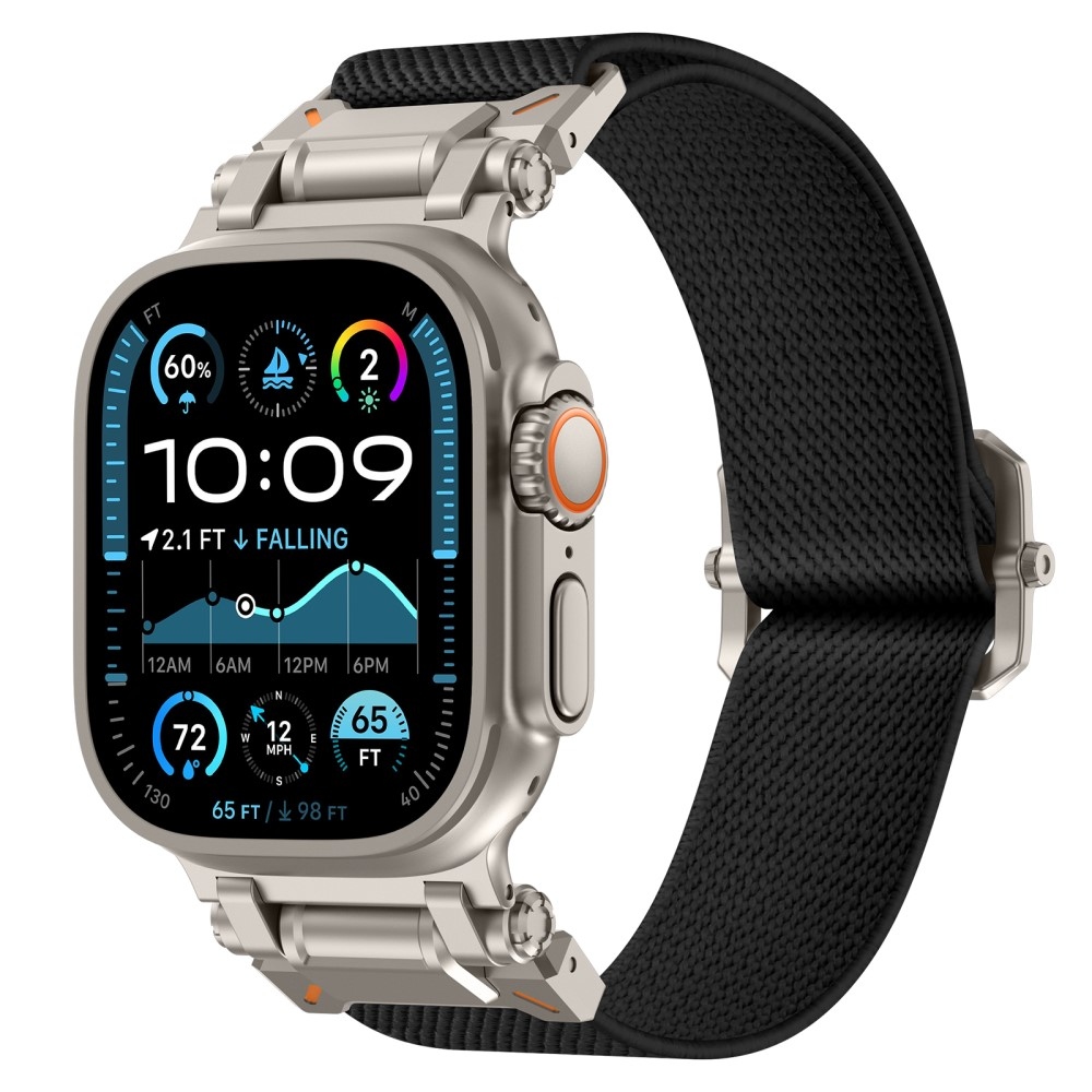 Titán nejlon szíj Apple Watch Ultra/Ultra 2 49mm/SE/SE 2022/2023 44mm/10 46mm/9/8/7 45mm/6/5/4 44mm/3/2/1 42 mm - fekete
