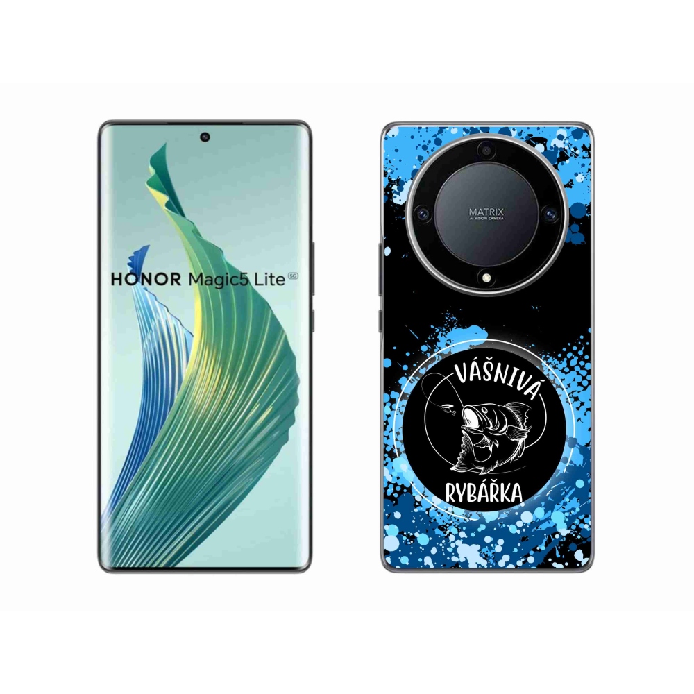 Gél borító mmCase a Honor Magic 5 Lite 5G számára - szenvedélyes halásznő fekete háttérrel