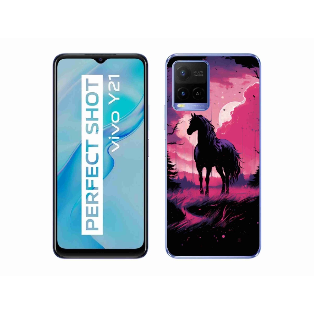 Zselés borítás mmCase a Vivo Y21/Y21s/Y33s készülékhez - fekete rajzfilm ló 1