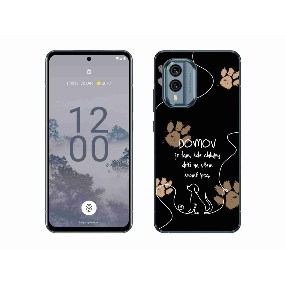 Zselés borítás mmCase a Nokia X30 5G készülékhez - kutya motívum fekete háttérrel