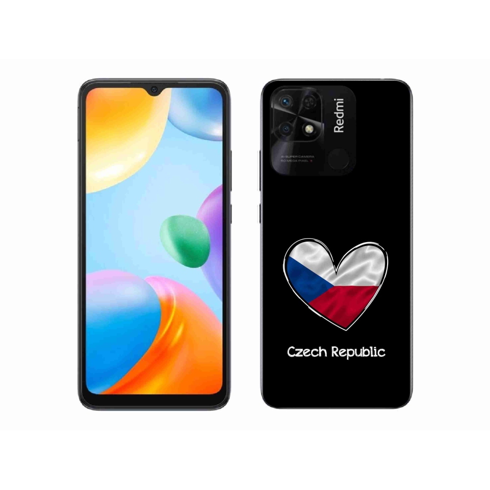 Gél borító mmCase a Xiaomi Redmi 10C - zászló szív fekete háttérrel