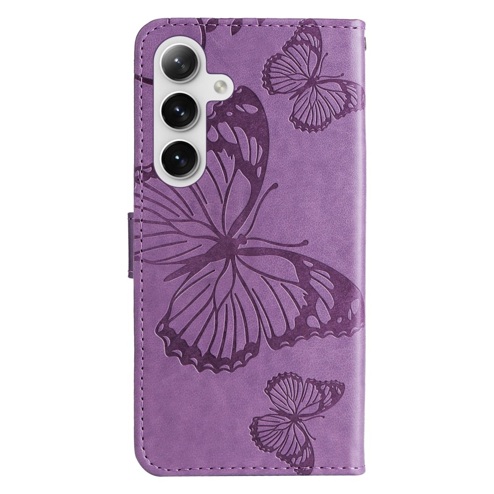 Nagy pillangó könyv tok Samsung Galaxy S25 készülékhez - lila