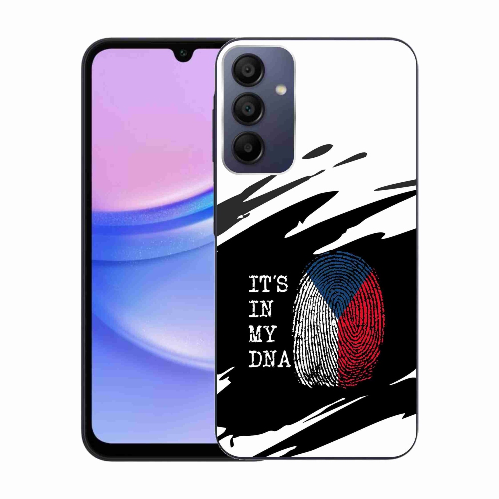 Gél borítás mmCase Samsung Galaxy A15 4G/5G - zászlós ujjlenyomat fekete és fehér háttérrel