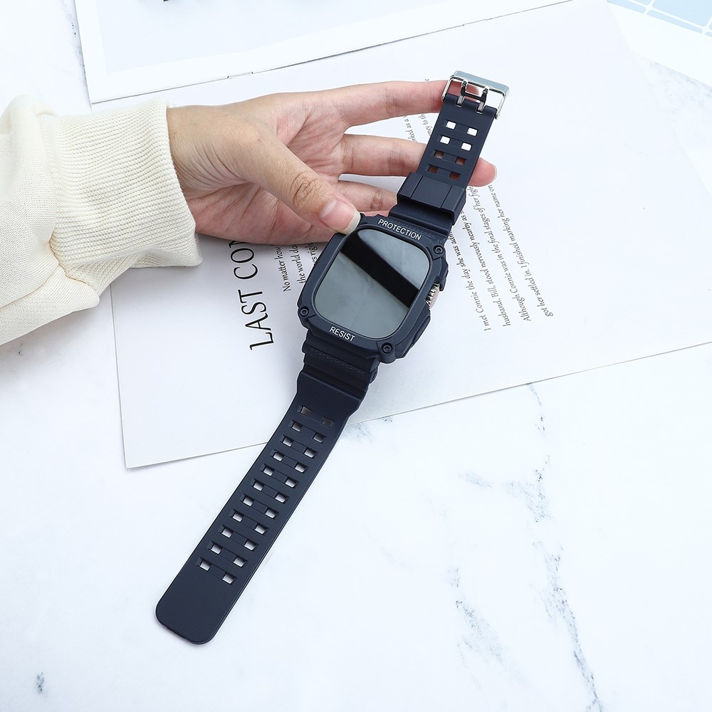 Integrált szilikon védő tok szíjjal az Apple Watch Ultra 49 mm-es órához - kék