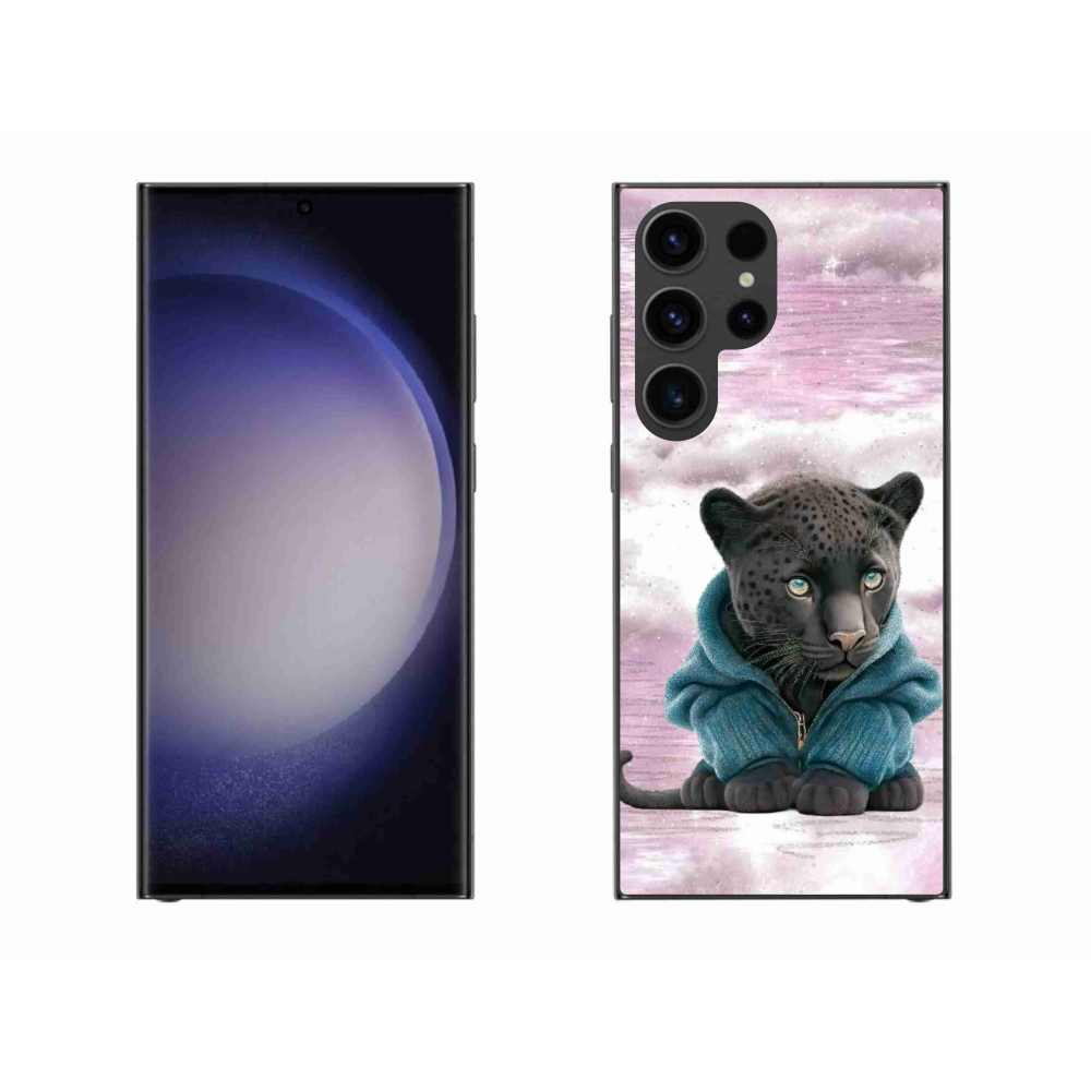 Zselés borítás mmCase Samsung Galaxy S23 Ultra 5G - fekete párduc pulóverben