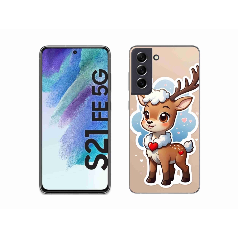 Zselés borítás mmCase Samsung Galaxy S21 FE 5G - rajzfilm rénszarvashoz