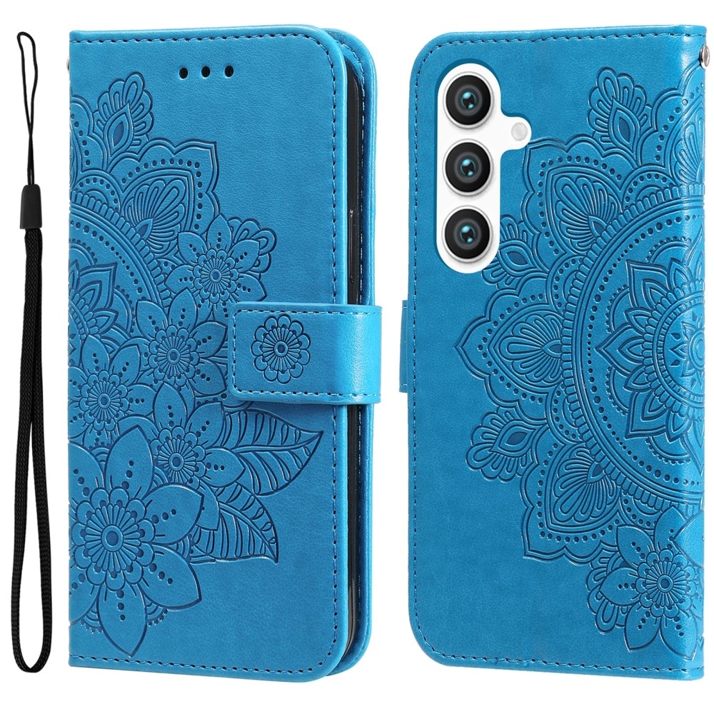 Virágos könyv tok Samsung Galaxy S25+ készülékhez - kék