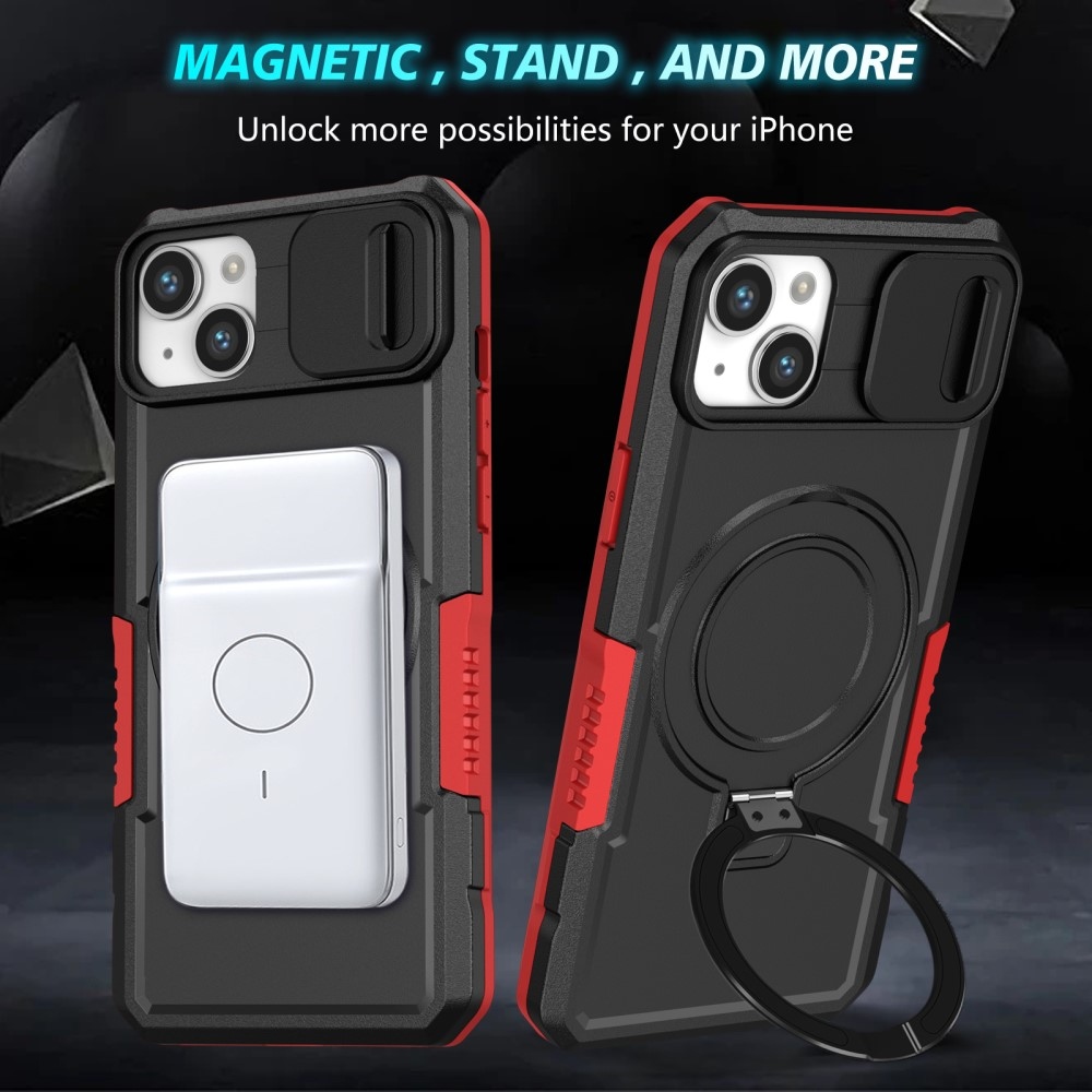 Fulcrum tartós borító kameravédelemmel és MagSafe funkcióval iPhone 14 készülékhez - Piros/fekete