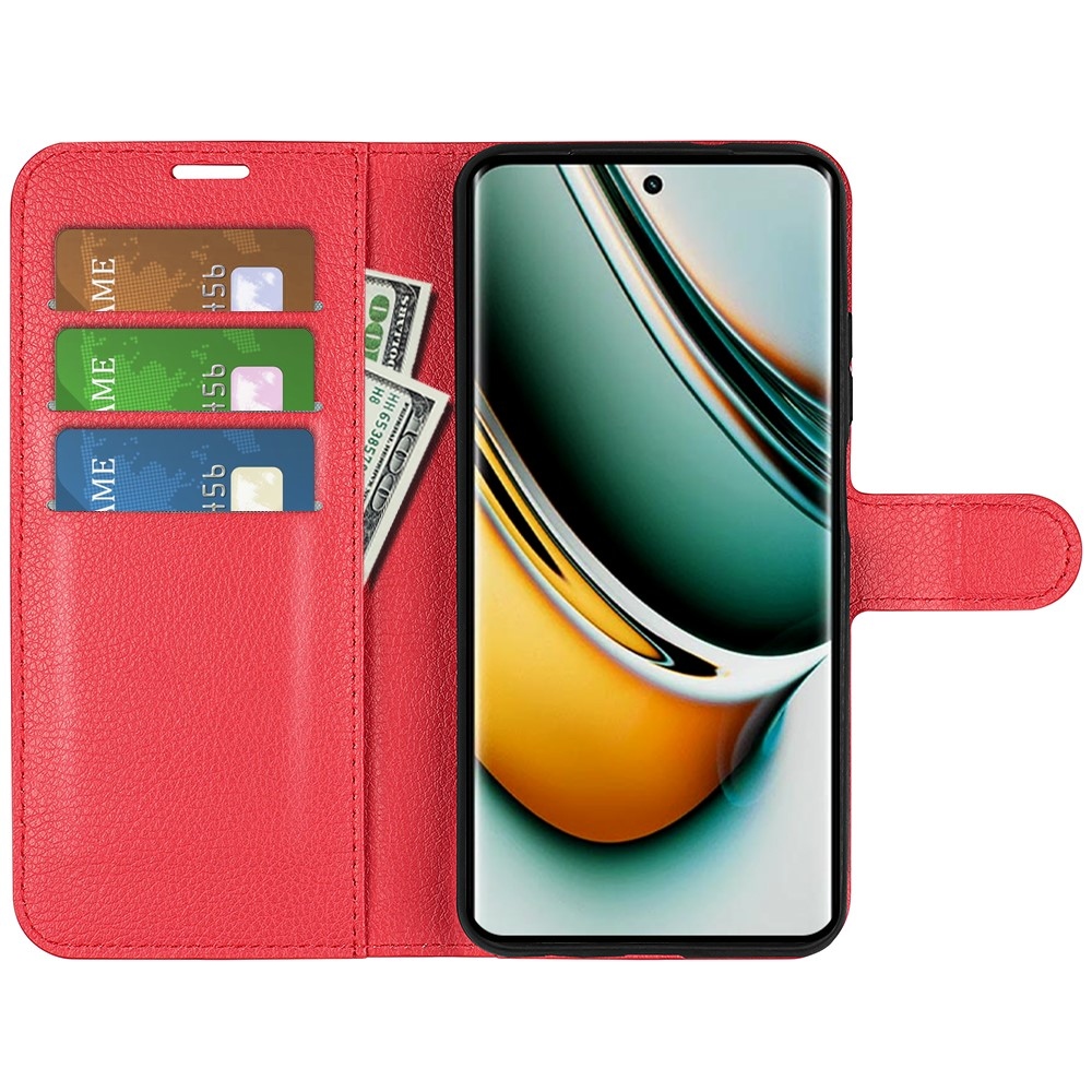 Litchi könyvtáska a Realme 11 Pro 5G/11 Pro+ 5G modellhez - piros