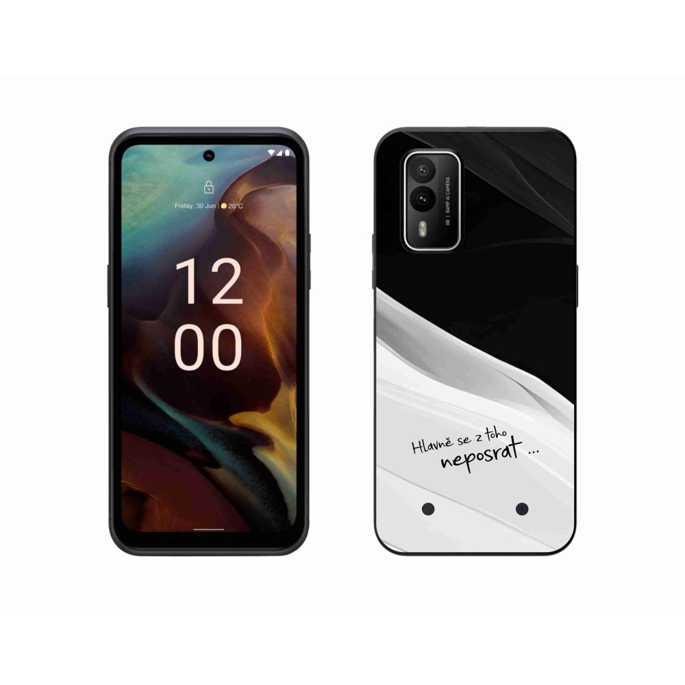 Zselés borító mmCase a Nokia XR21 készülékhez - vicces szöveg 13 fehér és fekete háttérrel