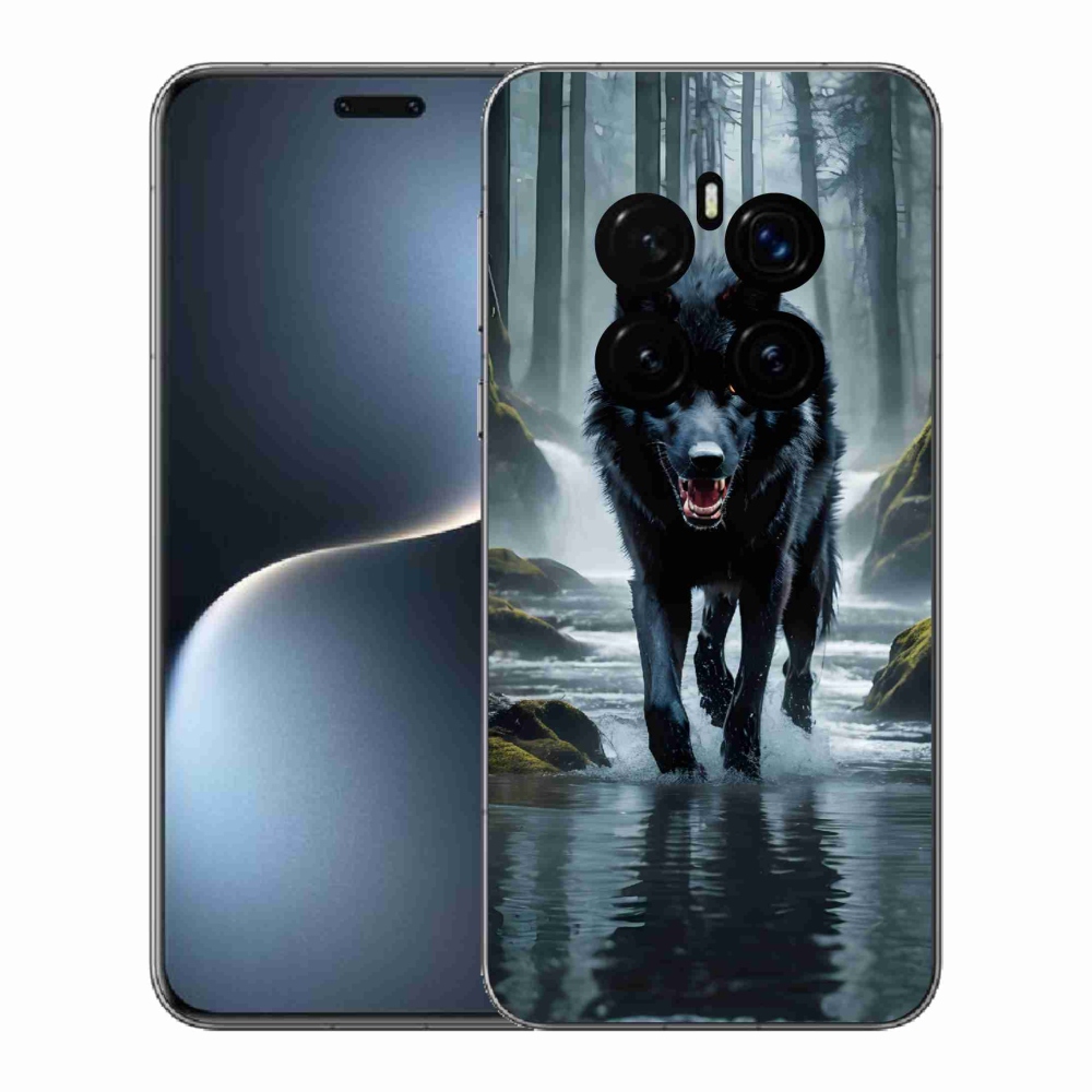 Zselés borítás mmCase a Honor Magic 7 Pro 5G készülékhez - fekete farkas