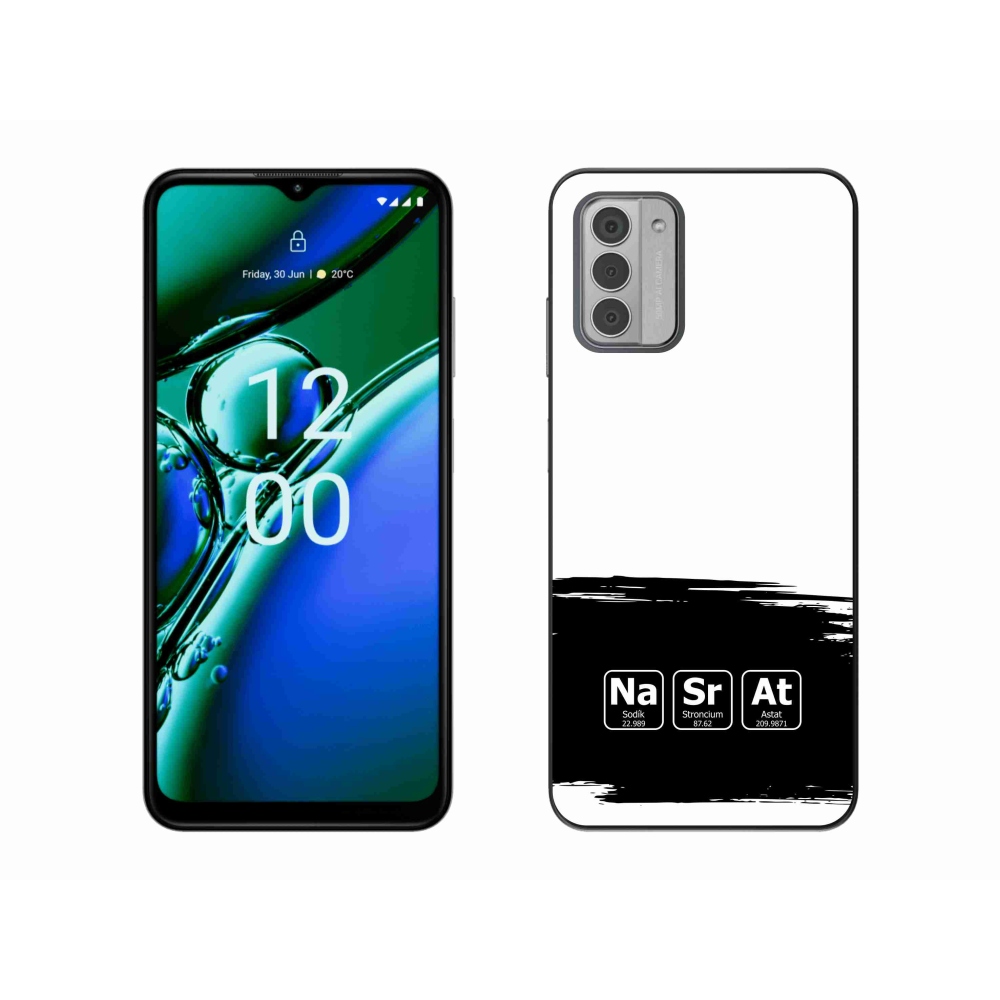 Zselés borító mmCase a Nokia G42 készülékhez - kémiai elemek fekete és fehér háttérrel