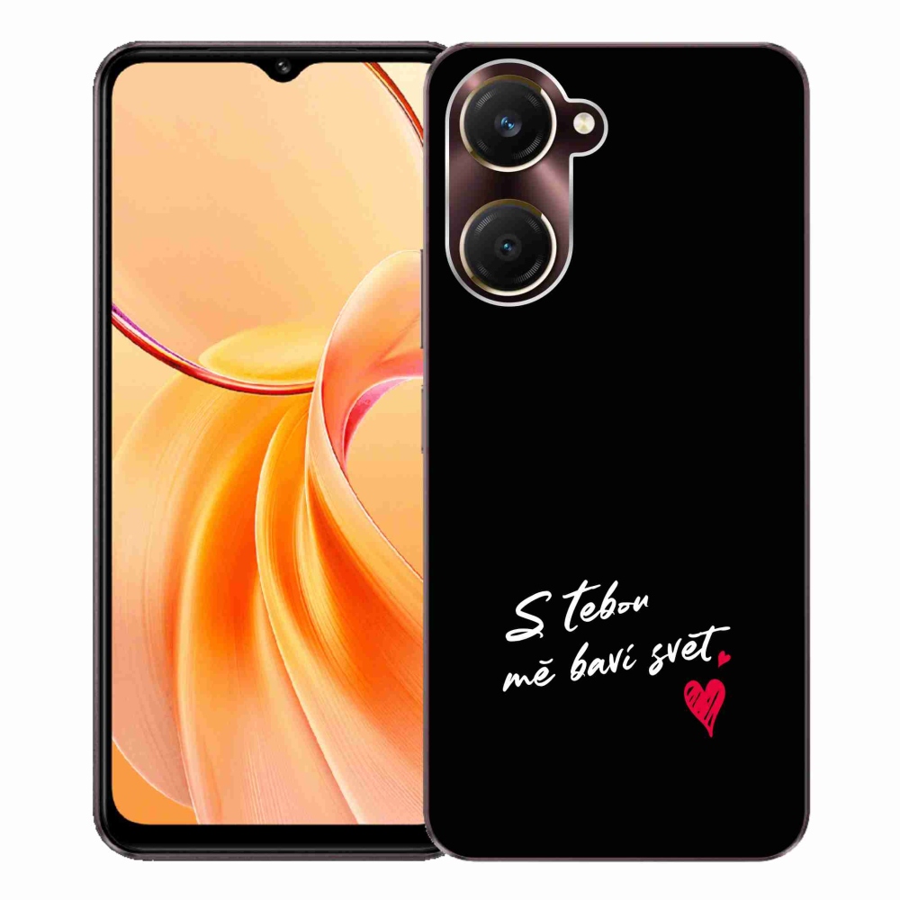 Gél borító mmCase a Vivo Y28s 5G készülékhez - szerelmes szöveg 1 fekete háttér