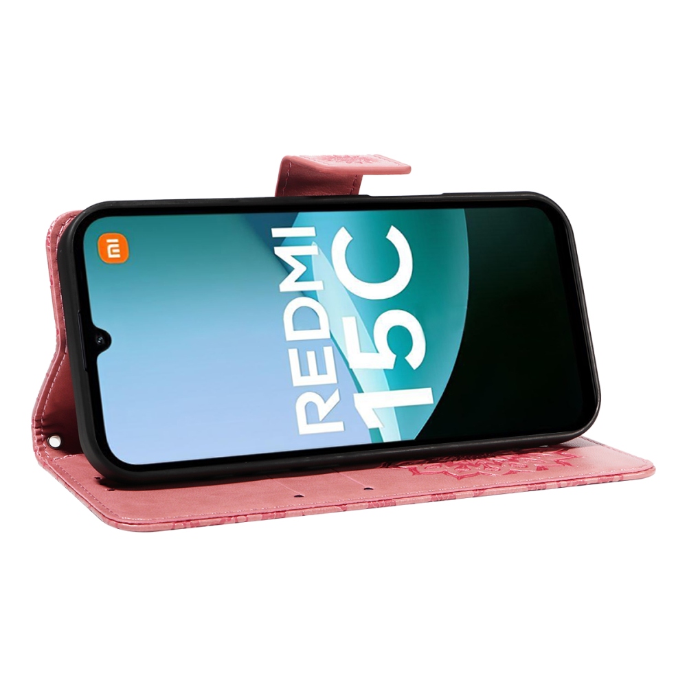 Napraforgó könyv tok Xiaomi Redmi 15C 4G/5G (173mm) - rózsaszínű