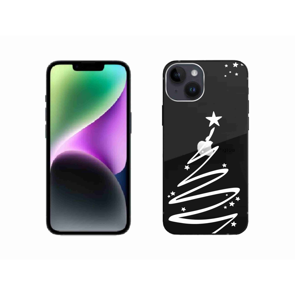 Gél borítás mmCase iPhone 14 készülékhez - fehér fa átlátszó háttéren