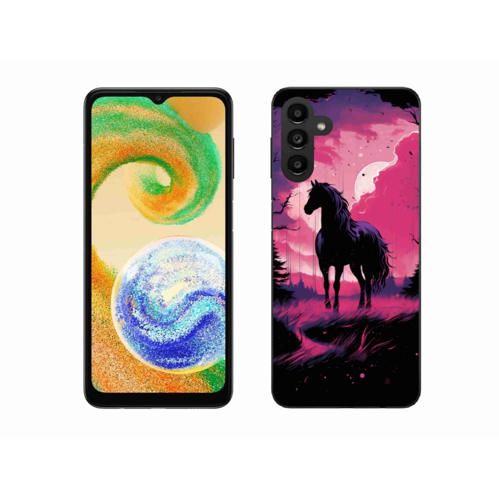 Zselés borítás mmCase Samsung Galaxy A04s (164.7x76.7x9.1mm) - fekete rajzfilm ló 1