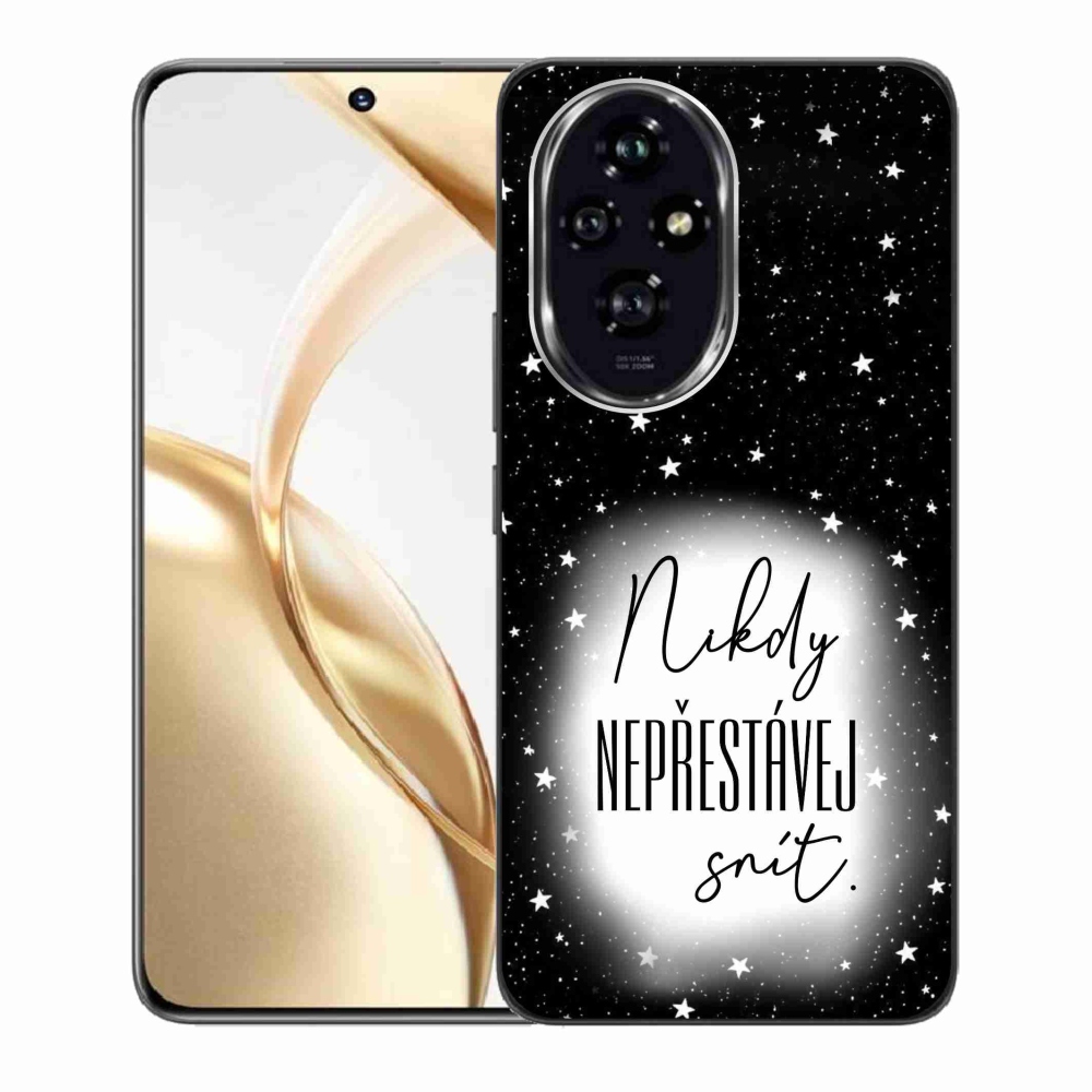 Gél védőhuzat mmCase a Honor 200 5G készülékhez - Idézet 1 fehér és fekete háttérrel