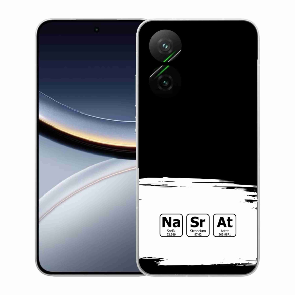 Gél borító mmCase a Xiaomi Poco F7 5G számára - kémiai elemek fehér és fekete háttérrel