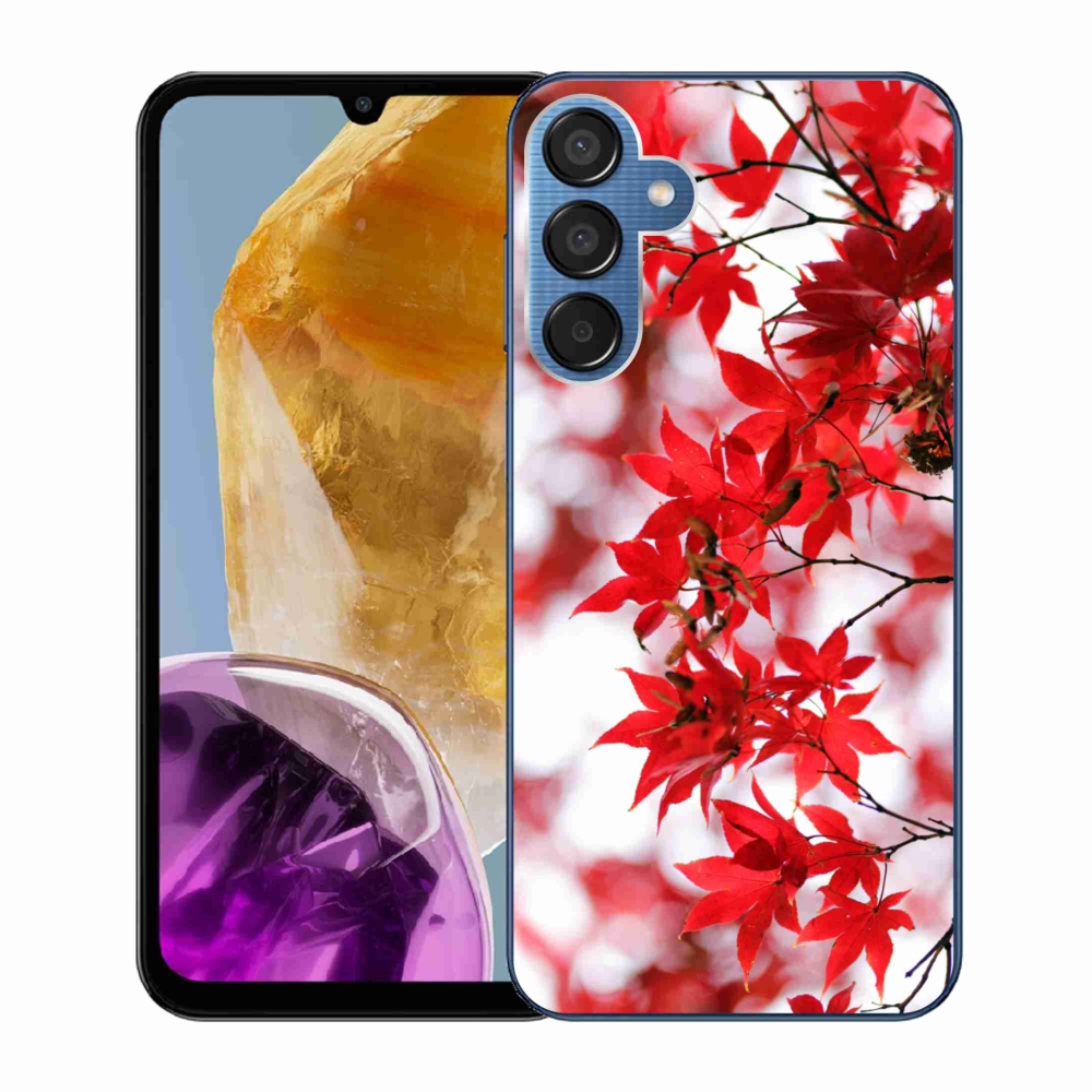 Zselés borítás mmCase Samsung Galaxy M15 5G - piros levelek