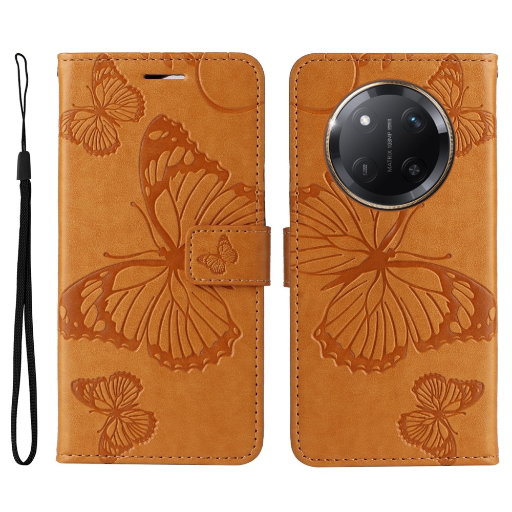 Nagy pillangó könyv tok a Honor Magic 7 Lite 5G számára - sárga