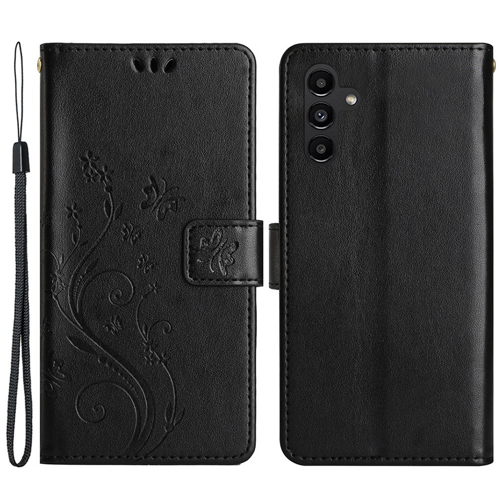 Virágok könyv tok Samsung Galaxy S23 FE készülékhez - fekete