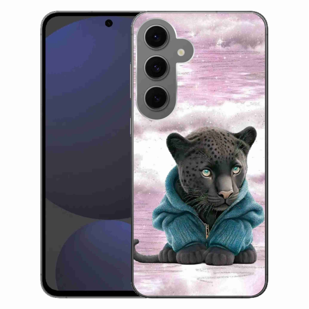 Zselés borítás mmCase Samsung Galaxy S24 FE készülékhez - fekete párduc pulóverben