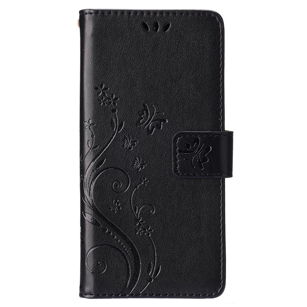 Virágok könyvtáska iPhone 15 Pro készülékhez - fekete