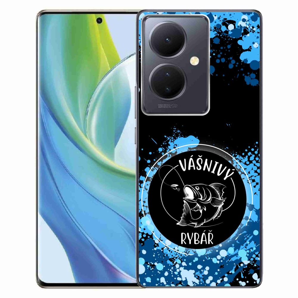 Gél borító mmCase a Vivo V29 Lite 5G-n - szenvedélyes halász fekete háttérrel