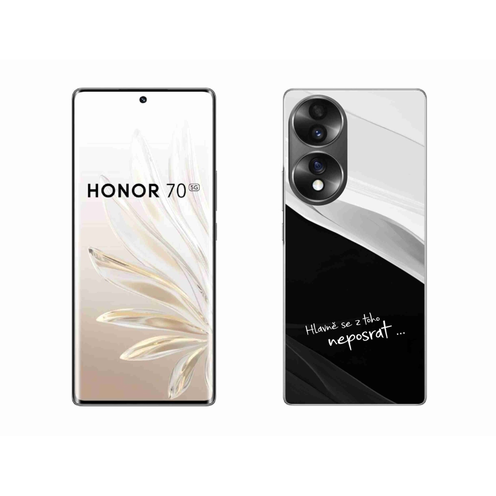 Gél borító mmCase a Honor 70 készülékhez - vicces szöveg 13 fekete-fehér háttérrel