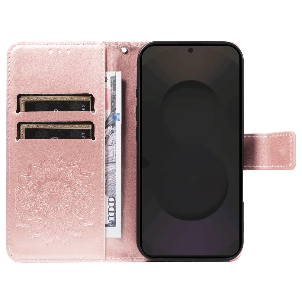 Napraforgó könyv tok Samsung Galaxy S25 FE készülékhez - rózsaarany