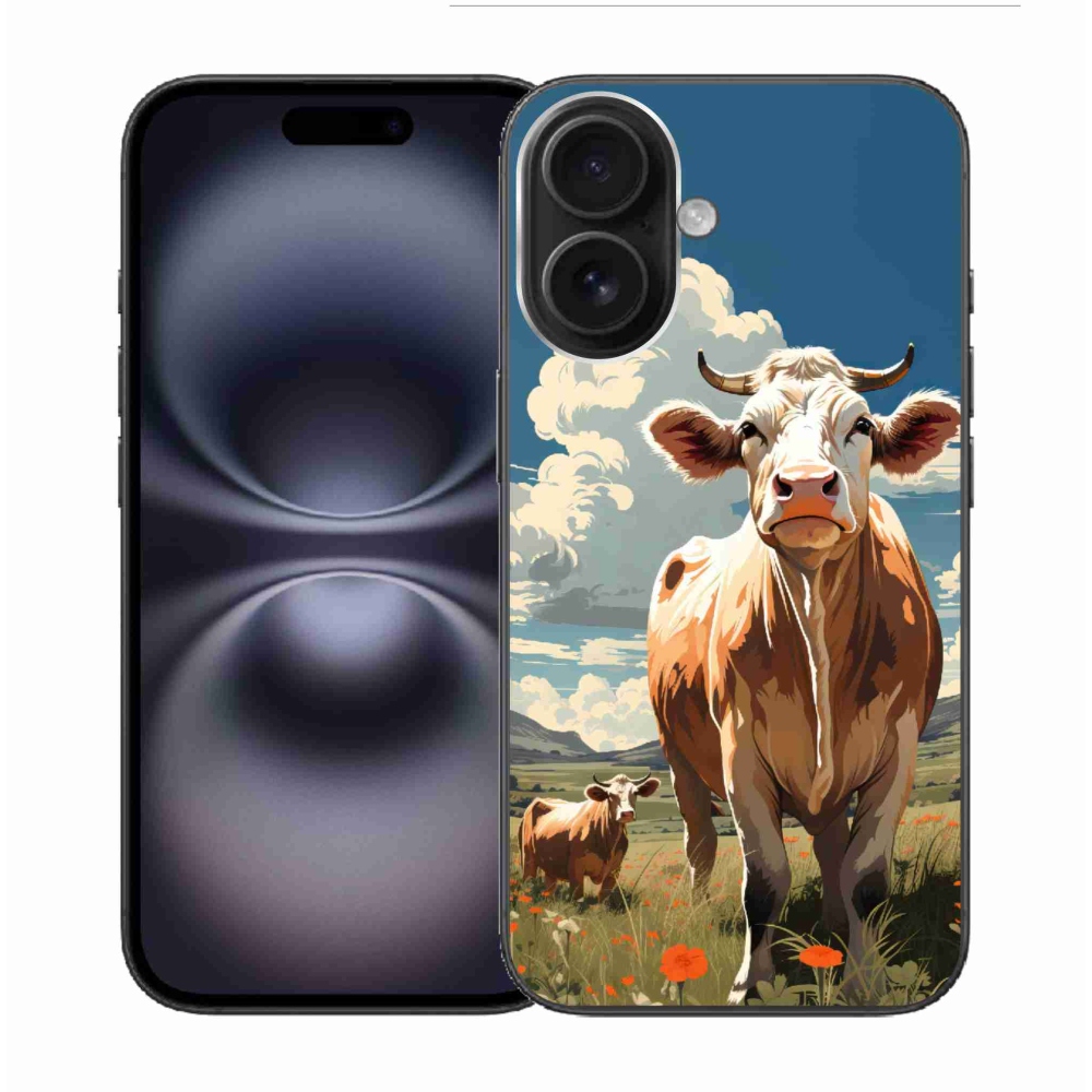 Zselés borítás mmCase iPhone 16 készülékhez - tehenek a réten