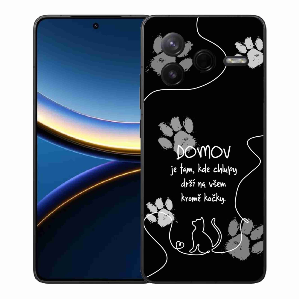 Gél borítás mmCase a Xiaomi Poco F7 Pro számára - macska motívum fekete háttérrel