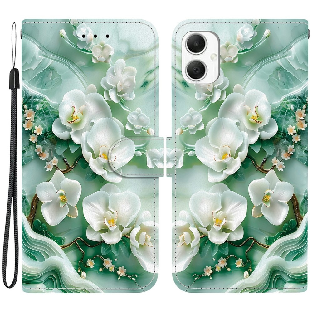 Sokoldalú könyves tok Samsung Galaxy A06 4G - fehér virágokkal