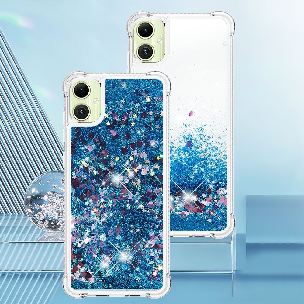 Glitter homokóra zselés tok Samsung Galaxy A07 4G - kék/szívek