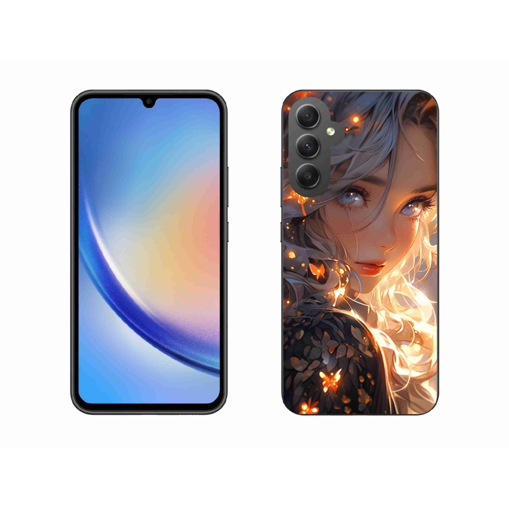 Gél borítás mmCase Samsung Galaxy A34 5G - lány és pillangók