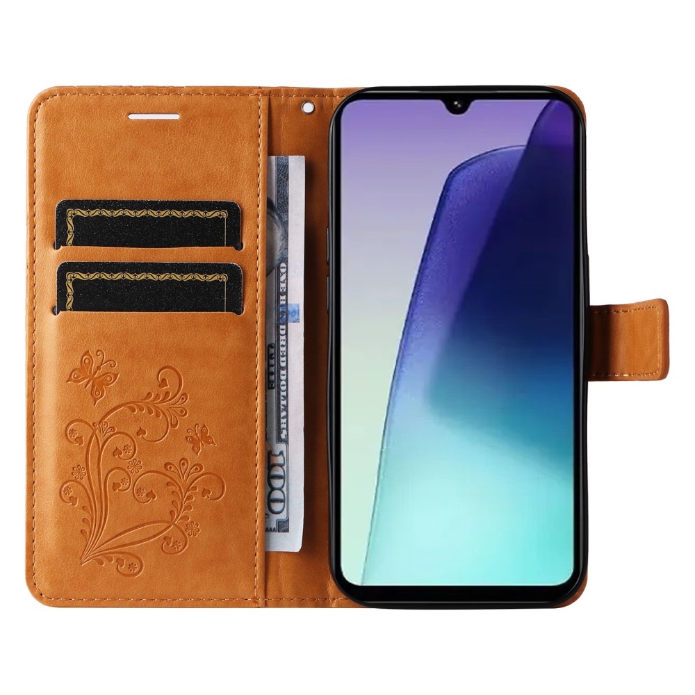 Nagy pillangó könyv tok a Xiaomi Redmi 14C/Poco C75-hez - sárga