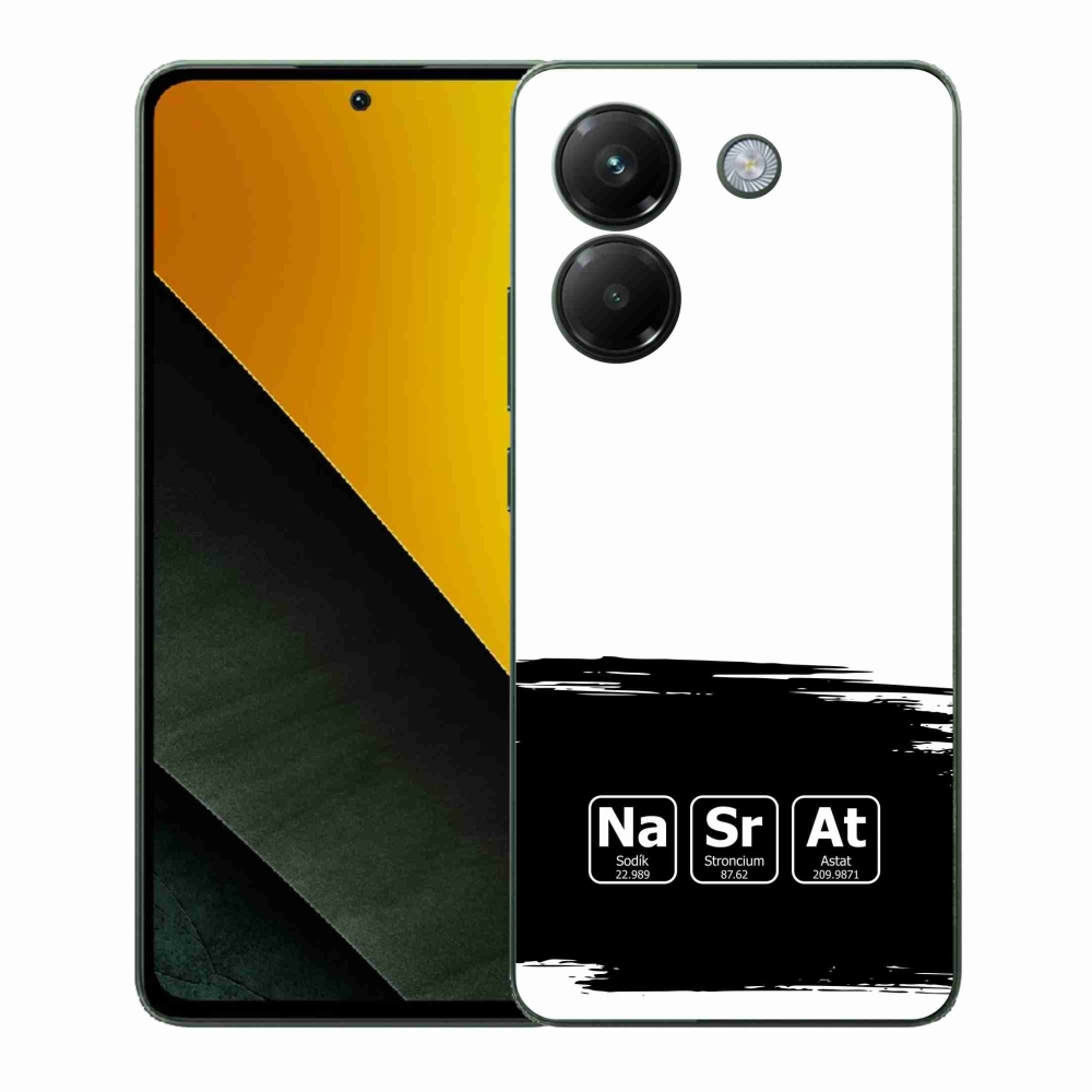 Gél borító mmCase a Xiaomi Poco M7 Pro 5G-n - kémiai elemek fekete és fehér háttérrel