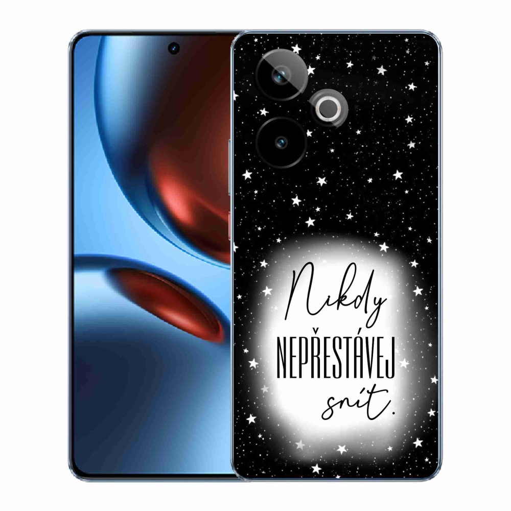 Rugalmas zselés tok mmCase a Realme GT 7 5G/GT 7T 5G képével - idézet 1 fehér és fekete háttérrel