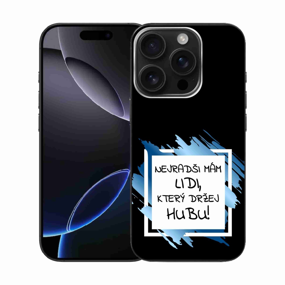 Gél borító mmCase iPhone 16 Pro készülékhez - vicces szöveg 7 fehér és fekete háttérrel