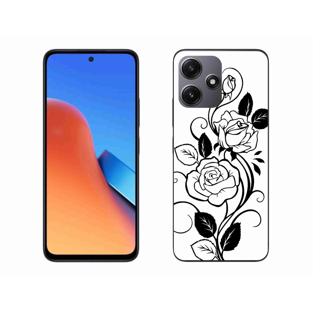 Gél borítás mmCase a Xiaomi Redmi 12 5G számára - fekete és fehér rózsa