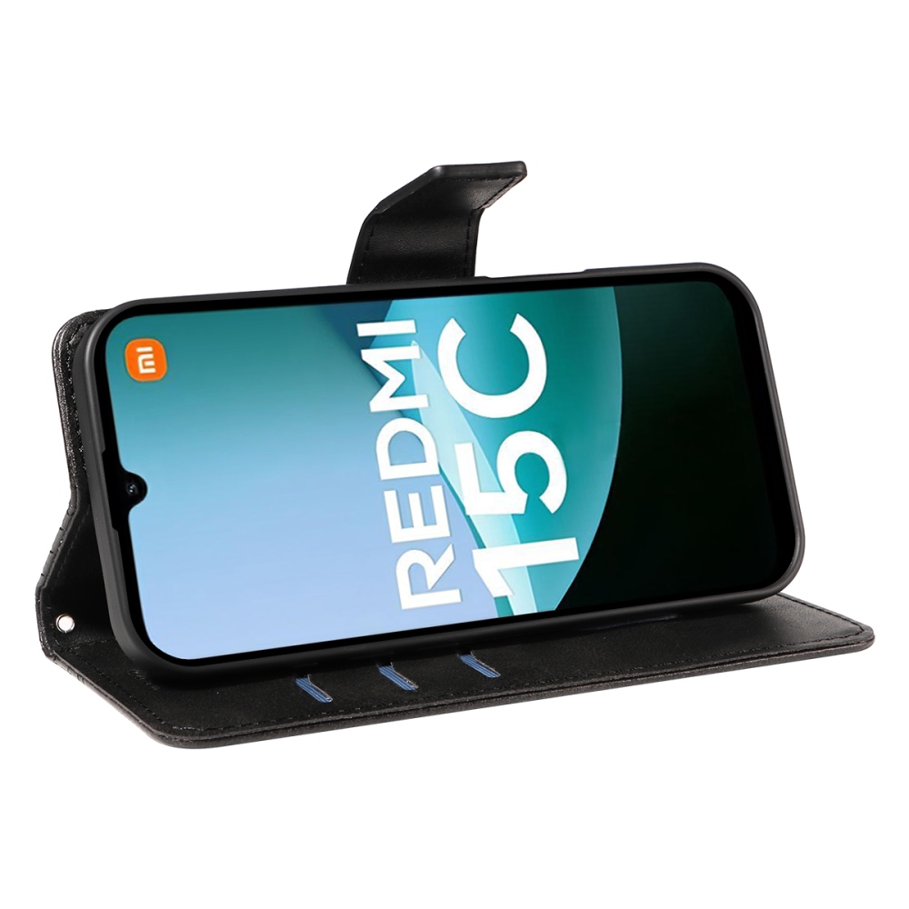 Rácsos könyv tok Xiaomi Redmi 15C 4G/5G (173mm) - fekete