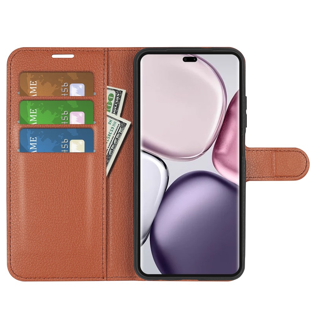 Litchi könyvtáska Honor Magic 7 Lite 5G - barna