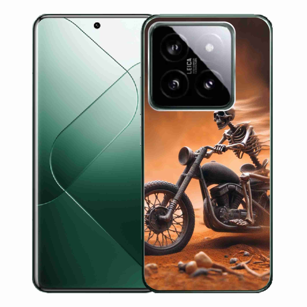 Gél borítás mmCase a Xiaomi 14 Pro számára - csontváz egy motorkerékpáron