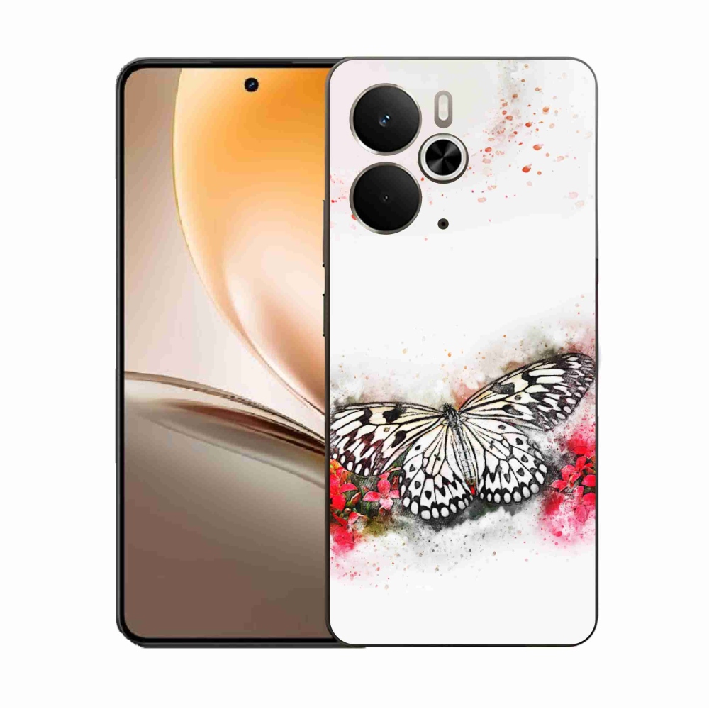 Zselés borítás mmCase a Realme 14 5G/14T 5G készülékhez - fekete-fehér pillangó