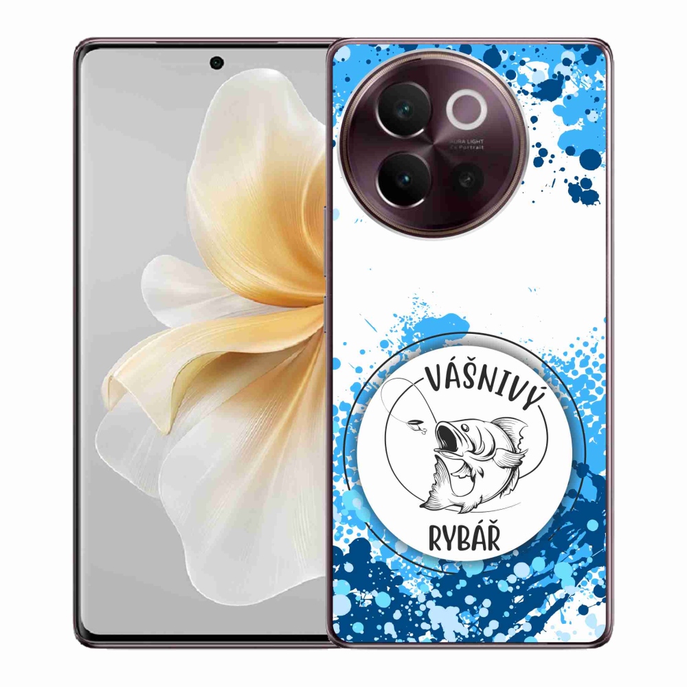 Gél borító mmCase a Vivo V40 Lite 5G-n - szenvedélyes halász fehér háttérrel