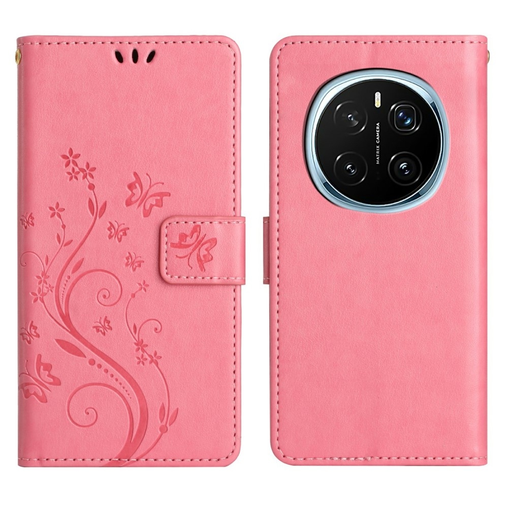 Virágok könyv tok a Honor Magic 7 Pro 5G számára - rózsaszín